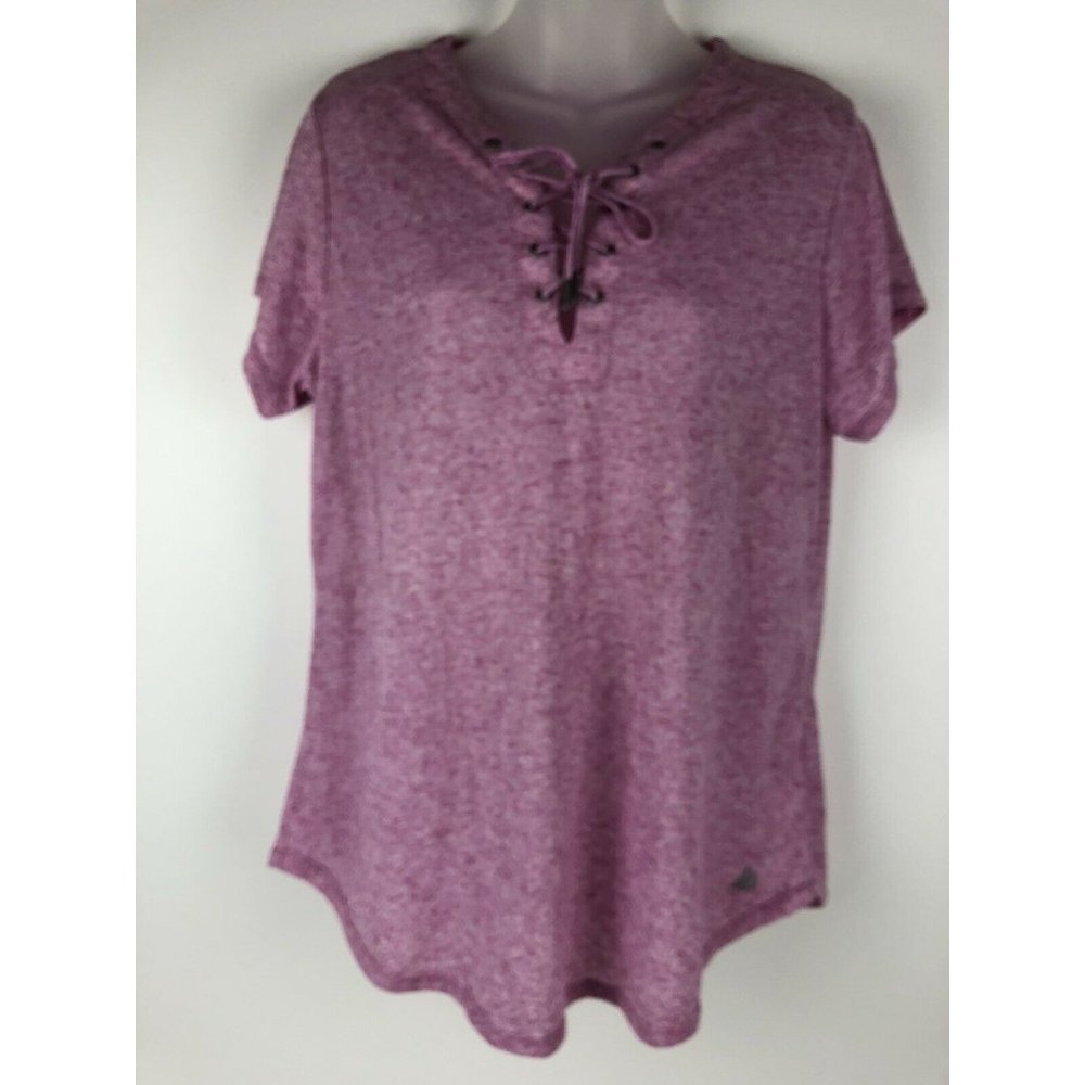 FREE2B Womens Short Sleeve Lace Up Blouse Pink Size XL Excellent Condition